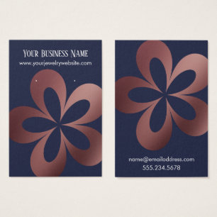 Rose Gold op Navy Bloem 1 Oorbanghouder Display Visitekaartje