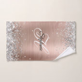 Rose Gold Pailleté Argent Monogramme Fantaisie (Serviette à main)