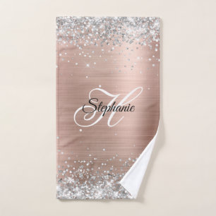 Rose Gold Pailleté Argent Monogramme Fantaisie