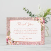 Rose Gold Pailleté Blush Fleurs Merci (Debout devant)