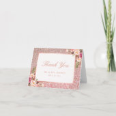 Rose Gold Pailleté Blush Fleurs Rose Merci (Devant)