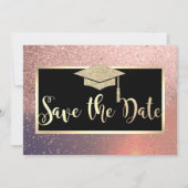 Rose Gold Pailleté Diplôme Save The Date (Devant)