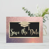 Rose Gold Pailleté Diplôme Save The Date (Debout devant)