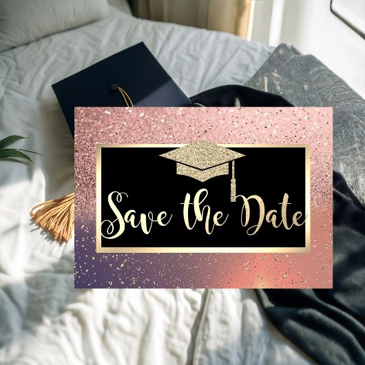 Rose Gold Pailleté Diplôme Save The Date