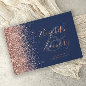 Rose Gold Pailleté Écriture Navy Blue