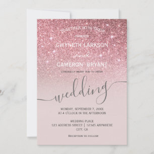 Rose gold pailleté et invitation ton gris