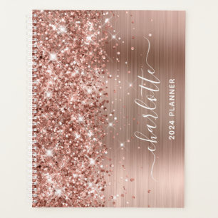 Rose Gold Pailleté et Signature Découpée en Feuill