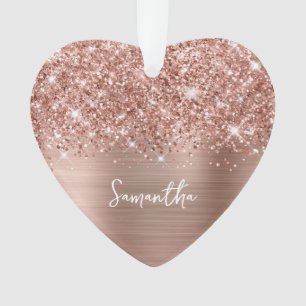 Rose Gold Pailleté Glam Photo de Nom