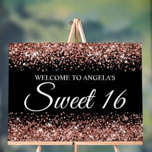 Rose Gold Pailleté Noir Sweet 16