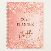 Rose gold pailleté nom écriture 2023 orange (Devant)