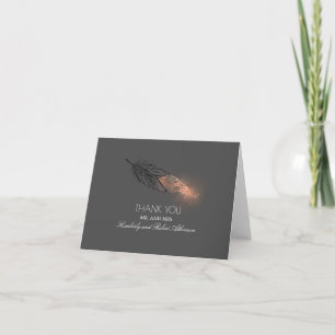Rose Gold Pailleté Plume Élégant Merci