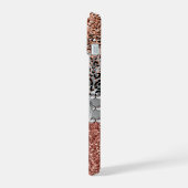 Rose Gold Pailleté Stylé Féminin Monogramme Léopar (Côté gauche)