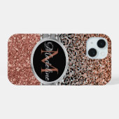 Rose Gold Pailleté Stylé Féminin Monogramme Léopar (Verso Horizontal)