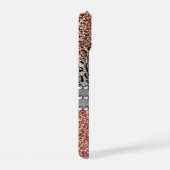 Rose Gold Pailleté Stylé Féminin Monogramme Léopar (Côté droit)