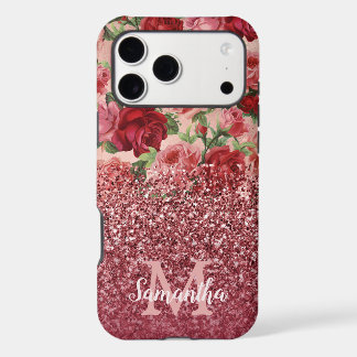 Rose Gold Pailleté Vintage Rouge Rose Rose Florale