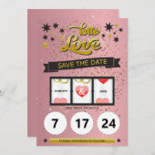 Rose Gold Paillettes Lotto Love Save the Date (Devant / Derrière)