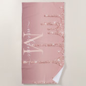 Rose Gold Parties scintillant Beach serviette Nom (Devant)