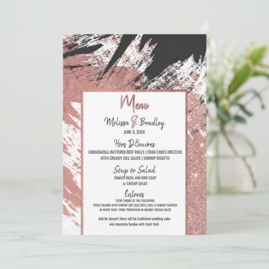 Rose Gold Parties scintillant Black Brusch Menu Ma (Debout devant)