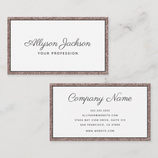 Rose Gold Parties scintillant Carte de visite de l (Devant / Derrière)