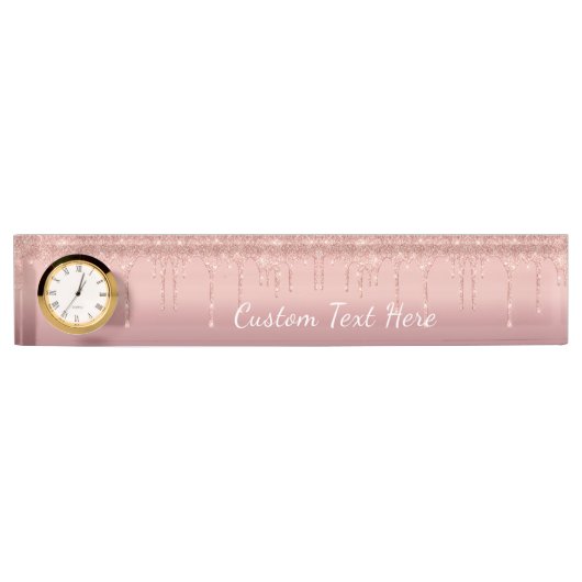 Rose Gold Parties scintillant Desk Nom Plaque avec (Devant)