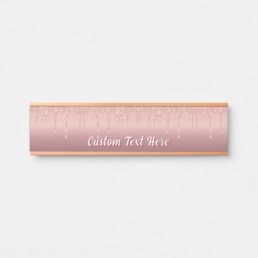 Rose Gold Parties scintillant Desk Nom Plaque pers (Devant)