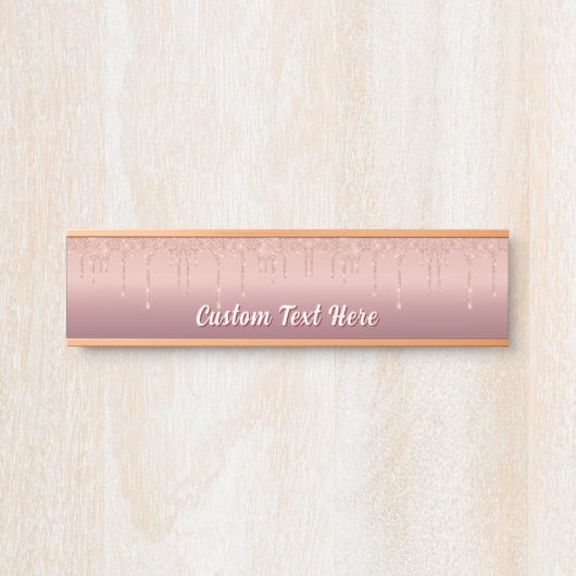 Rose Gold Parties scintillant Desk Nom Plaque pers (Devant)