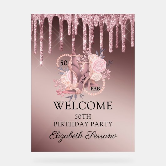 Rose Gold Parties scintillant Drips 50e anniversai (Recto)