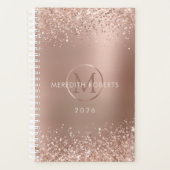 Rose Gold Parties scintillant Monogramme Nom 2026 (Devant)