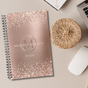Rose Gold Parties scintillant Monogramme Nom 2026