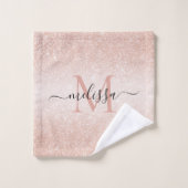Rose Gold Parties scintillant Nom du script Monogr (Gant de toilette)
