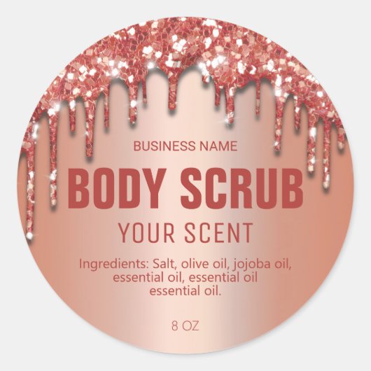 Rose  Gold Parties scintillant Scrub Étiquettes (Devant)