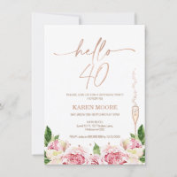 Rose Gold Peonies 40e anniversaire Invitation