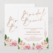 Rose Gold Peonies Bridal Brunch Shower Invitation (Devant / Derrière)