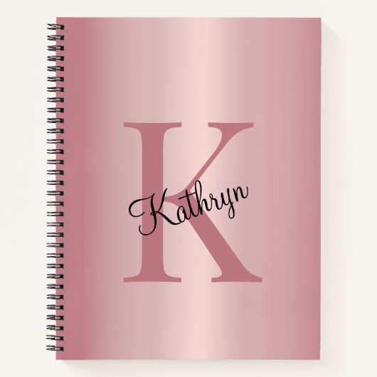 Rose Gold Personalized Monogram  Notitieboek (Voorkant)