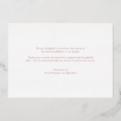 Rose Gold Photo Collage Faire-part de naissance fi (Verso)