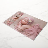 Rose Gold Photo Collage Faire-part de naissance fi (Rotation)
