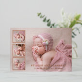 Rose Gold Photo Collage Faire-part de naissance fi (Debout devant)
