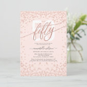 Rose Gold & Pink 50e Anniversaire Fête Invitation (Debout devant)