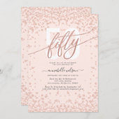 Rose Gold & Pink 50e Anniversaire Fête Invitation (Devant / Derrière)