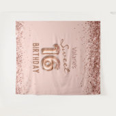 Rose Gold Pink Bonne Tapisserie 16e anniversaire (Devant (Horizontal))