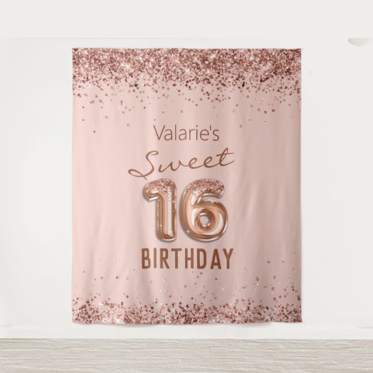 Rose Gold Pink Bonne Tapisserie 16e anniversaire (Devant)