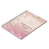 Rose gold pink glitter dance school logo journal (Côté gauche)