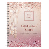 Rose gold pink glitter dance school logo journal (Devant)