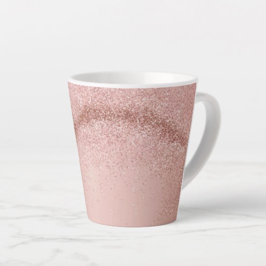 Rose Gold Pink Glitter Latte Mug (Angle droit)