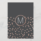 Rose Gold Pois Charcoal Black Mariage Menu (Dos)