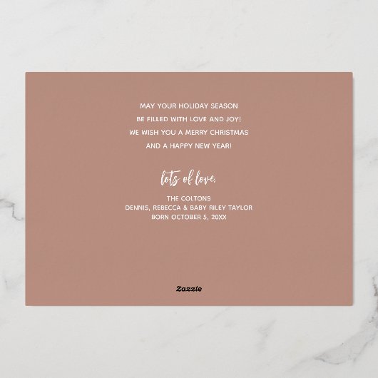 Rose Gold Prettig Kerst Script Folie Feestdagenkaart (Achterkant)