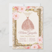 Rose Gold Princesse Quinceanera Invitation (Devant)