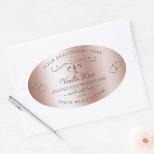 Rose Gold Produit Étiquettes Argent Ornate Coeurs 