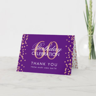 Rose Gold Purple 60e anniversaire Merci Confetti