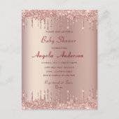 Rose Gold QR Code bébé fille douche Invitation (Devant)